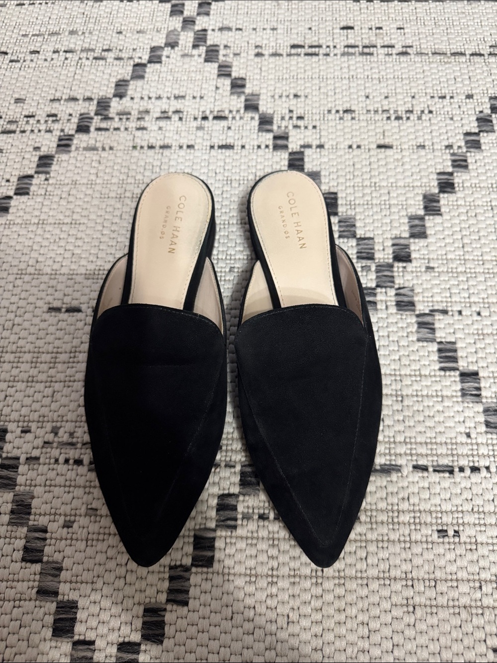 Cole Haan Black Suede Pointed Slip On , 6B